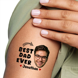 Best Dad Ever, Custom Face Photo And Texts Temporary Tattoo, Personalized Tattoo, Fake Tattoo