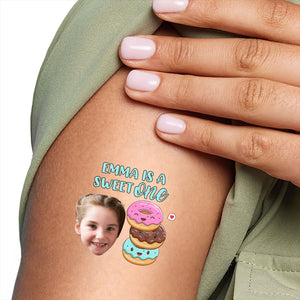 Happy Birthday Sweet One Party, Custom Face Photo And Texts Temporary Tattoo, Personalized Tattoo, Fake Tattoo