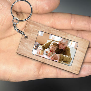 Custom Photo And Your Own Texts - Personalized 2 Sides Wooden Keychain - Gift For Family