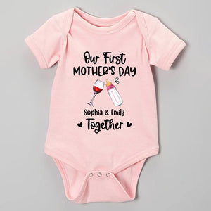 Our First Mother's Day Together - Custom Drink And Names - Personalized Baby Onesie - Family Gift