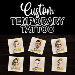 King And Queen Party, Custom Face Photo And Texts Temporary Tattoo, Personalized Tattoo, Fake Tattoo, Birthday Party