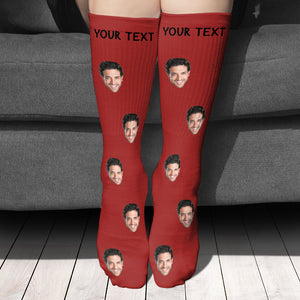 Custom Photo Socks With Your Text, Personalized Christmas Socks, Christmas Gifts For Family