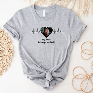 My Heart Belongs To - CustomPhoto And Name - Gift For Lover - Personalized T-Shirt