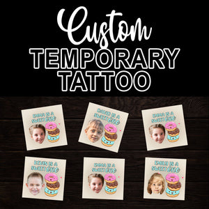 Happy Birthday Sweet One Party, Custom Face Photo And Texts Temporary Tattoo, Personalized Tattoo, Fake Tattoo