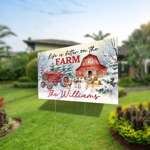 Life Is Better On The Farm - Personalized Family Name Lawn Sign, Yard Sign, Gift For Family