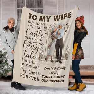 To My Wife, You Are My Queen Forever - Custom Photo And Name - Personalized Fleece Blanket, Gift For Family