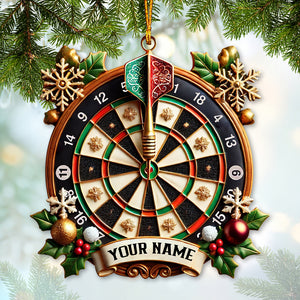 Custom Name Dart Ornament, Christmas Gift for Dart Player