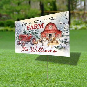 Life Is Better On The Farm - Personalized Family Name Lawn Sign, Yard Sign, Gift For Family