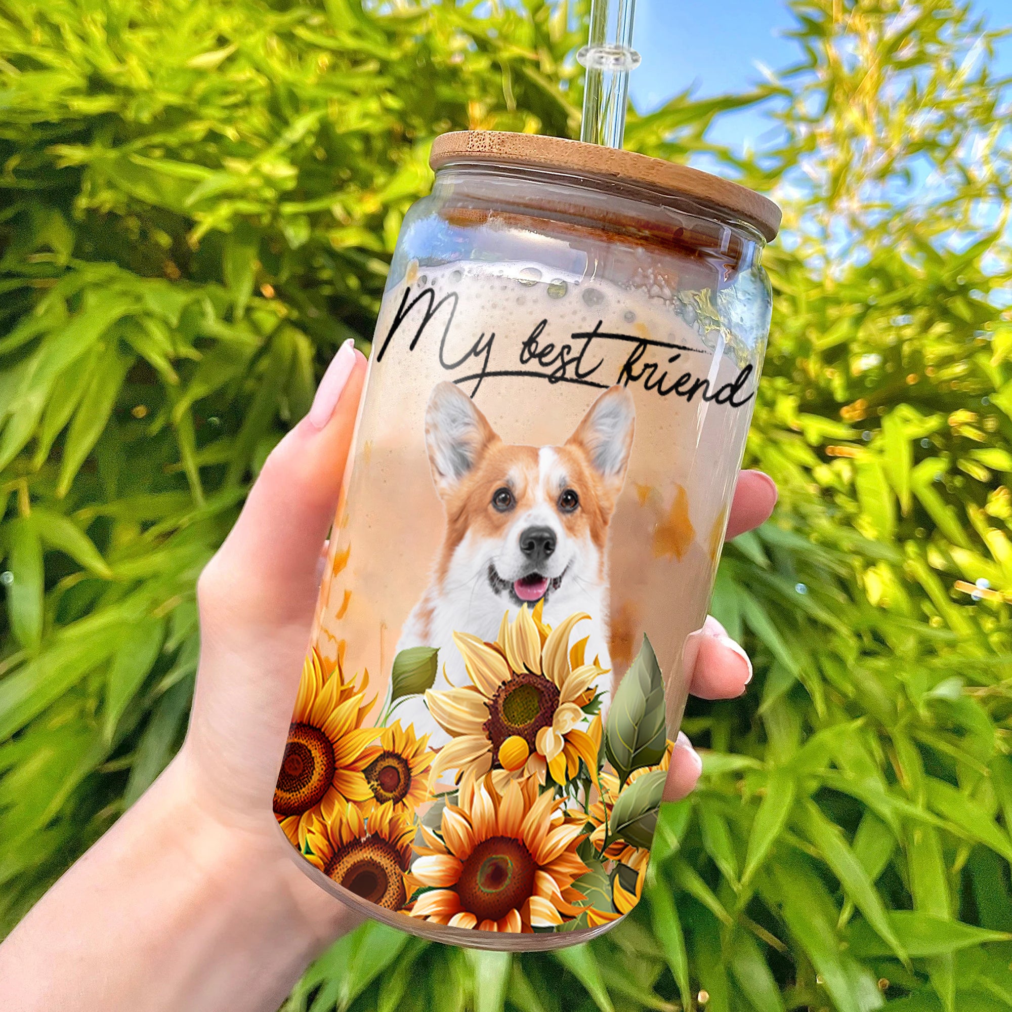 My Best Friend - Custom Pet Photo And Name - Personalized Glass Bottle, Frosted Bottle, Gift For Pet Lovers