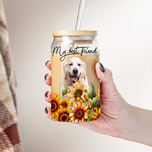 My Best Friend - Custom Pet Photo And Name - Personalized Glass Bottle, Frosted Bottle, Gift For Pet Lovers