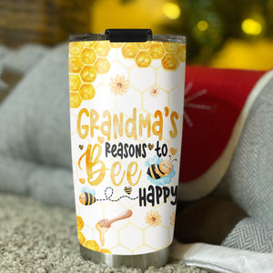 Grandma Reason To Bee Happy, Grandma & Grandkids, Personalized Tumbler, Gift For Family