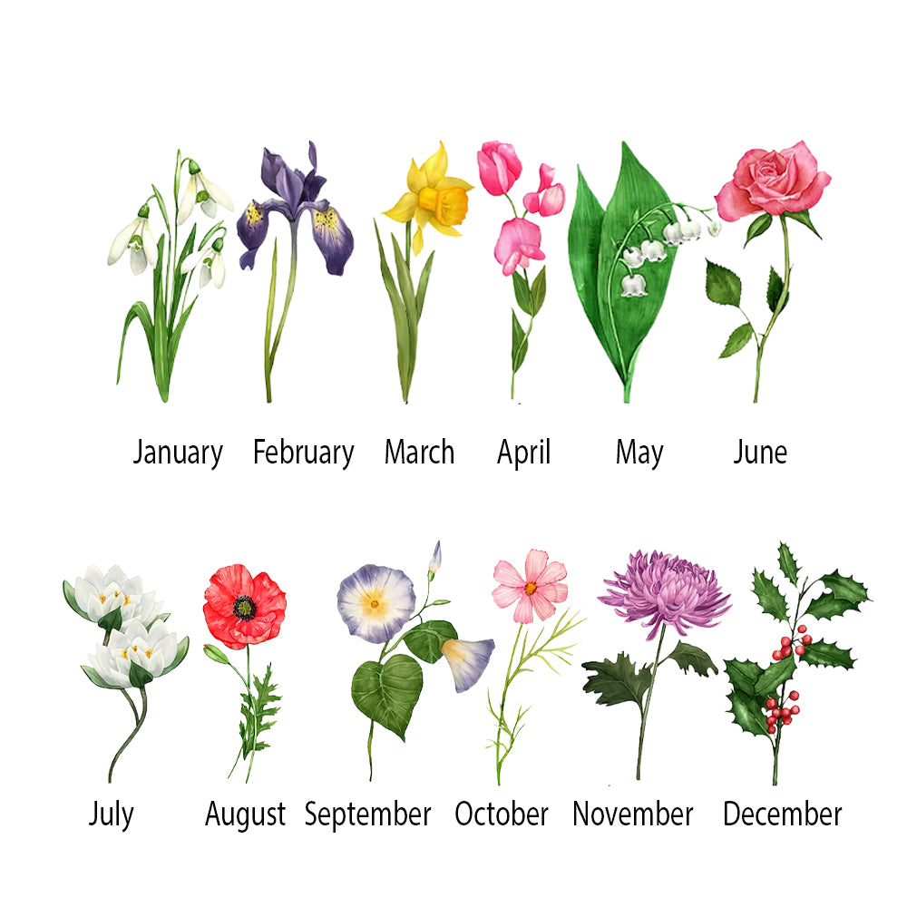 Personalized Grandma Garden Canvas, Family Birth Months Flowers, Gift For Family